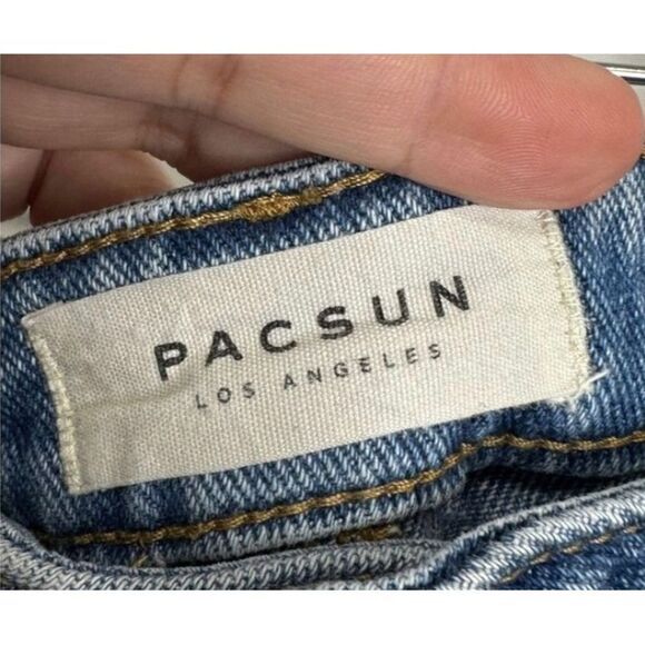 Pacsun High Rise Festival Denim Shorts Distressed Frayed Hem Blue Size 28 - Picture 6 of 6